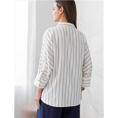 Блузка в полоску с цельнокроеным рукавом 3/4 из хлопка