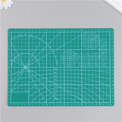 Набор для пэчворка: резиновый мат А4, линейка 15×15 см, дисковый, макетный нож+лезвия в папке