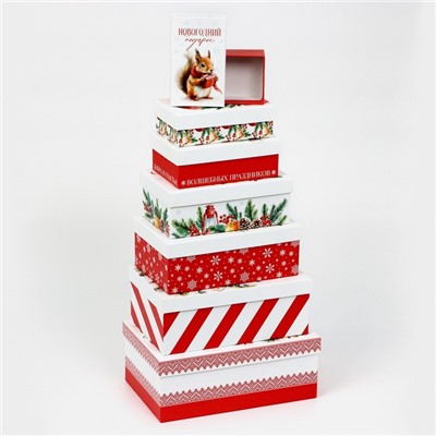 Набор новогодних подарочных коробок 15 в 1 «Уютный Новый год», 12×7×4 см - 46.5×30×17.5 см