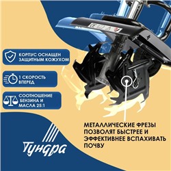 Культиватор бензиновый ТУНДРА, 2.3 л.с., 1700 Вт, 1 скорость, ширина 30 см, глубина 12 см 9