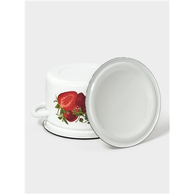 Кастрюля эмалированная, 4 л, d=21.3 см, с крышкой, цилиндрическая, белая