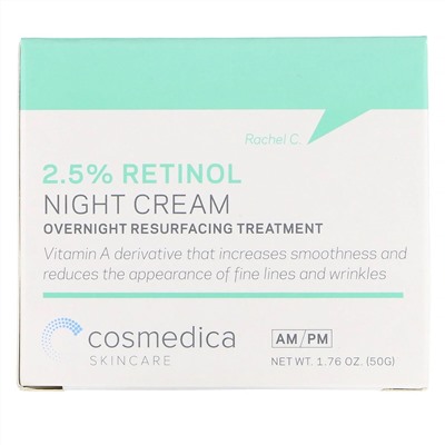 Cosmedica Skincare, Ночной крем с 2,5% сывороткой ретинола, ночная омолаживающая процедура, 50 г (1,76 унции)