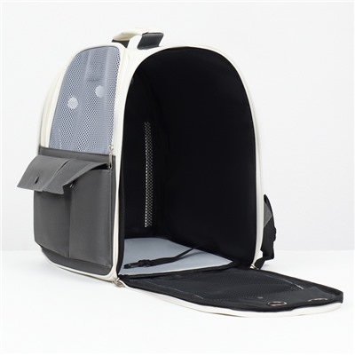 Рюкзак-переноска для животных, 39×40×25 см, серый