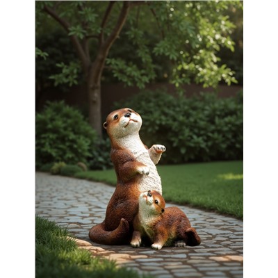 Садовая фигура из полистоуна «Выдра с малышом», 20×12×17 см