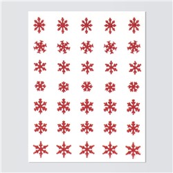 Наклейки для ногтей «Снежинки», с блёстками, красные