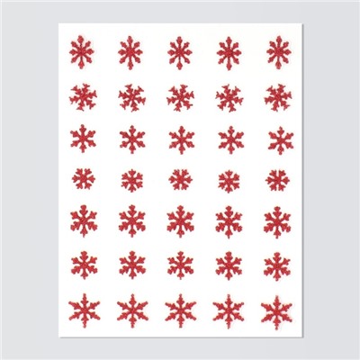 Наклейки для ногтей «Снежинки», с блёстками, красные