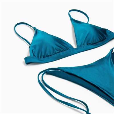 Купальник раздельный однотонный с завязками женский MINAKU, зелёный размер 48