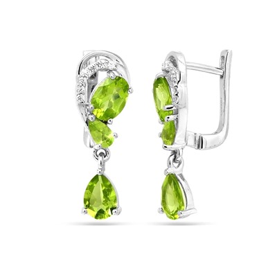 Серьги из серебра перидот, Эстет