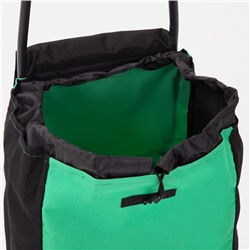 Сумка-тележка хозяйственная на шнуре, цвет чёрный/зелёный