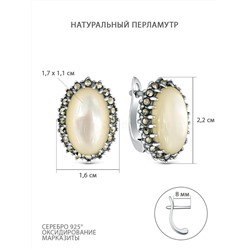 Кольцо из чернёного серебра с натуральным перламутром и марказитами 925 пробы HR0349-MP-M