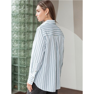 Блузка свободного силуэта с золотистыми пуговицами