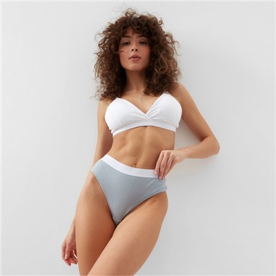 Трусы женские бразилиана MINAKU в рубчик, размер 40-42, серые