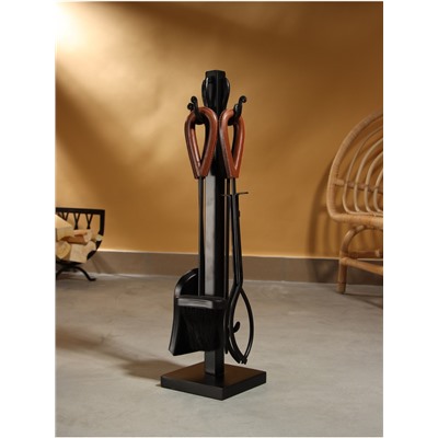 Каминный набор «Жар», 4 предмета, 15×15×61 см, сталь