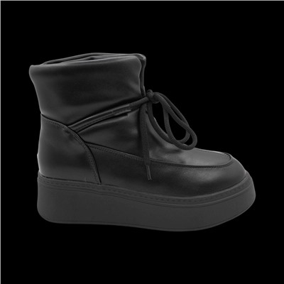 Ботинки на меху D320 черные п/п