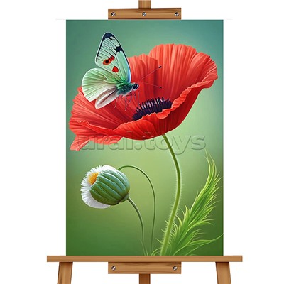 Мозаика алмазная "Красный мак" 20*30см