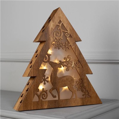 Светодиодная фигура «Ёлка» 30×33×6.5 см, дерево, батарейки АААх2 (не в комплекте), свечение тёплое белое