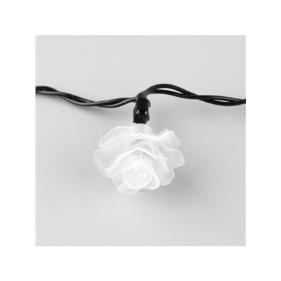 Гирлянда «Нить», 4.5 м, уличная, с насадками «Роза», IP44, 30 LED, 2 режима, солнечная батарея, тёмная нить, свечение красное