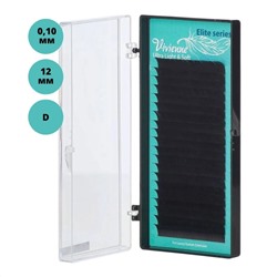 Vivienne Ресницы для наращивания / Elite, D, 12, 0.10 мм, 20 линий, синтетическое волокно, черный 10561