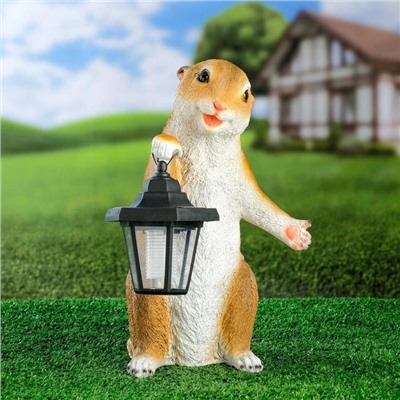 Садовая фигура - фонарь «Суслик с фонарём» из полистоуна, 15×15×36 см