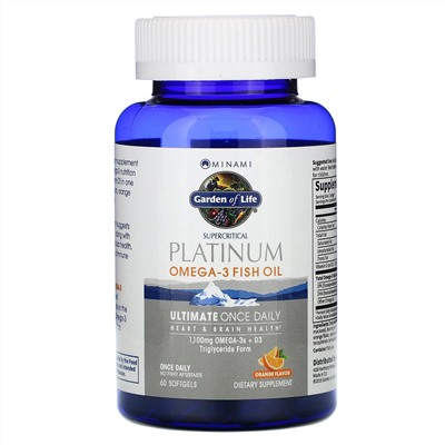 Minami Nutrition, Platinum, рыбий жир Омега-3 со вкусом апельсина, 60 мягких желатиновых капсул