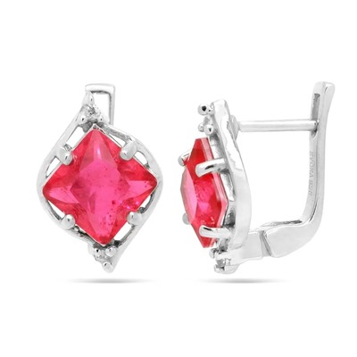 Серьги из серебра турмалин малиновый выращ., Гликерия
