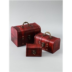 УЦЕНКА Набор шкатулок для украшений дерево «Сундук. Винтаж», 3 шт.: 10.5×7.5×7.5 см; 17×9.5×10 см; 19.5×13×13 см 382