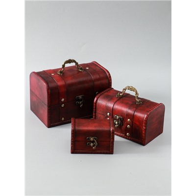 УЦЕНКА Набор шкатулок для украшений дерево «Сундук. Винтаж», 3 шт.: 10.5×7.5×7.5 см; 17×9.5×10 см; 19.5×13×13 см 382