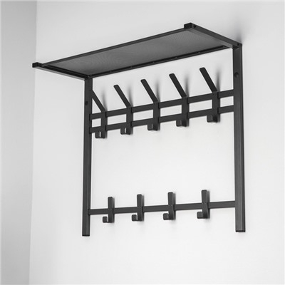 Вешалка с полкой 2-х ярусная «Торонто 22», 67×27×58.5 см, графит