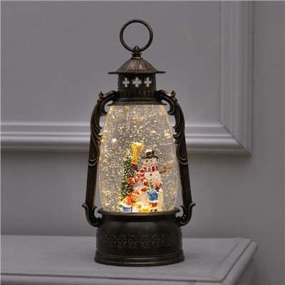 Светодиодная фигура «Фонарь с детьми и снеговиком» 15×30×12.5 см, пластик, батарейки ААх3 (не в комплекте), USB, свечение тёплое белое