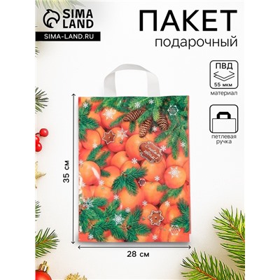 Пакет подарочный «Новогодний десерт», полиэтиленовый с петлевой ручкой, 28×35 см