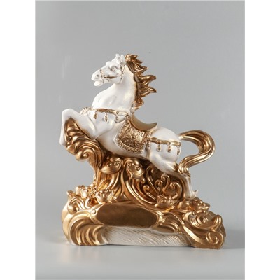 УЦЕНКА Фигура "Конь огненный" 40,5х36х15 см, белый с золотом