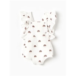 Комбинезон с рюшами Крошка Я Муслин, рост 62-68 см, молочный