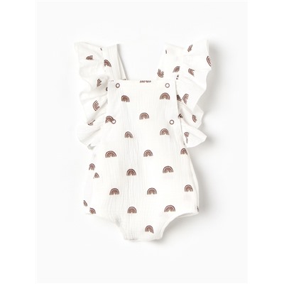 Комбинезон с рюшами Крошка Я Муслин, рост 62-68 см, молочный