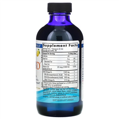 Nordic Naturals, Omega-3D, Lemon, 237 мл (8 жидких унций)