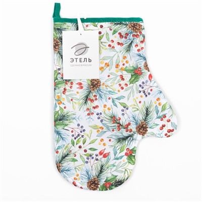 Варежка-прихватка «Этель» Christmas greetings, 20×27 см, саржа, хлопок 100%, ватин 250 г/м²