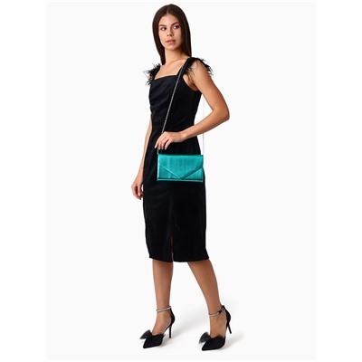 Сумка-клатч женская вечерняя на магните, на серебристой цепочке, зелёная