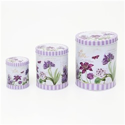 УЦЕНКА Банки жестяные для хранения сыпучих продуктов «Лаванда», 7×9 см/10×13 см/13×16 см, 3 шт.