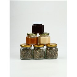 Подарочный набор новогодний «С Новым Годом»: крем-мёд 2 шт.×120 г, варенье 100 мл., чай 3 шт.×25 г