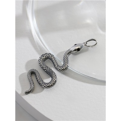 Подвеска из чернёного серебра с фианитами - Змея 3-656ч216