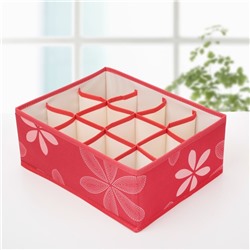 Набор органайзеров для хранения белья «Листочки», 3 шт., 32×24×12 см, цвет красный