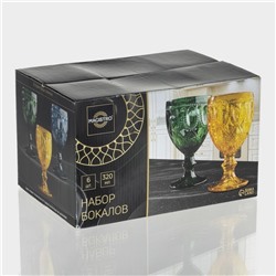 Бокалы для вина Magistro «Варьете», 320 мл, 8.5×16 см, набор 6 шт., стекло, синие