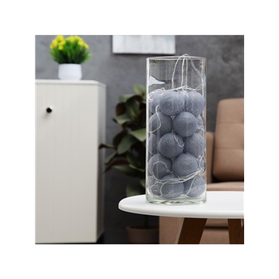 Гирлянда «Нить» 5 м с насадками «Клубки серые», IP20, прозрачная нить, 20 LED, свечение белое, 220 В