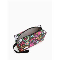 Косметичка-футляр женская с ручкой, объёмная, маленькая, для косметики, лекарств, прокладок, чёрная