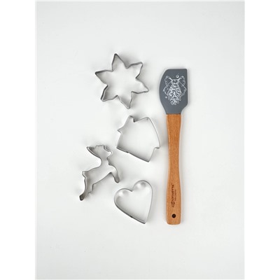 Формы для выпечки новогодние «Рождество», набор 4 шт. + лопатка