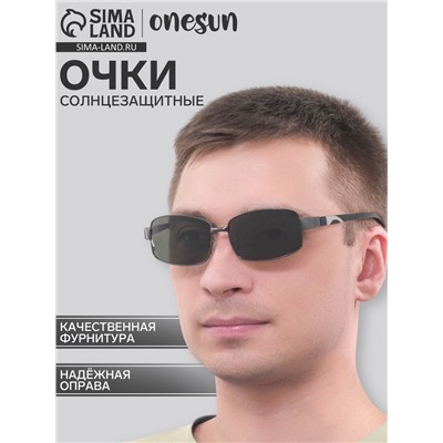 Очки солнцезащитные OneSun, дужка 12 см, ширина 14 см, 4×6 см, оправа и линзы чёрные