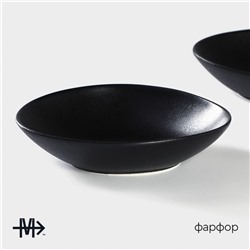 Тарелки глубокие Magistro Carbon, 17,5×15 см, набор 2 шт, фарфор, чёрные