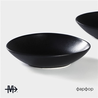 Тарелки глубокие Magistro Carbon, 17,5×15 см, набор 2 шт, фарфор, чёрные
