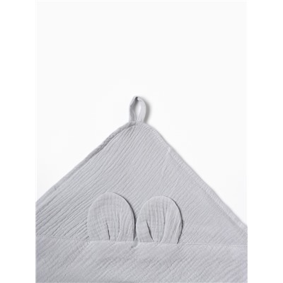 Полотенце - уголок муслиновое «Крошка Я», 75×75 см, хлопок 100%, серо-голубое