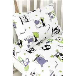 КПБ с простыней на резинке КПБ-ПР/совы на белом