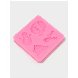 Молд для заливки «Новогодний антураж», силикон, 7.5×7.2 см, розовый